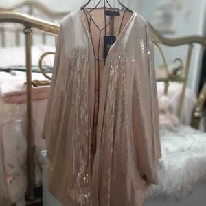 L&B Women's Elegant Sequin Cape in Champagne